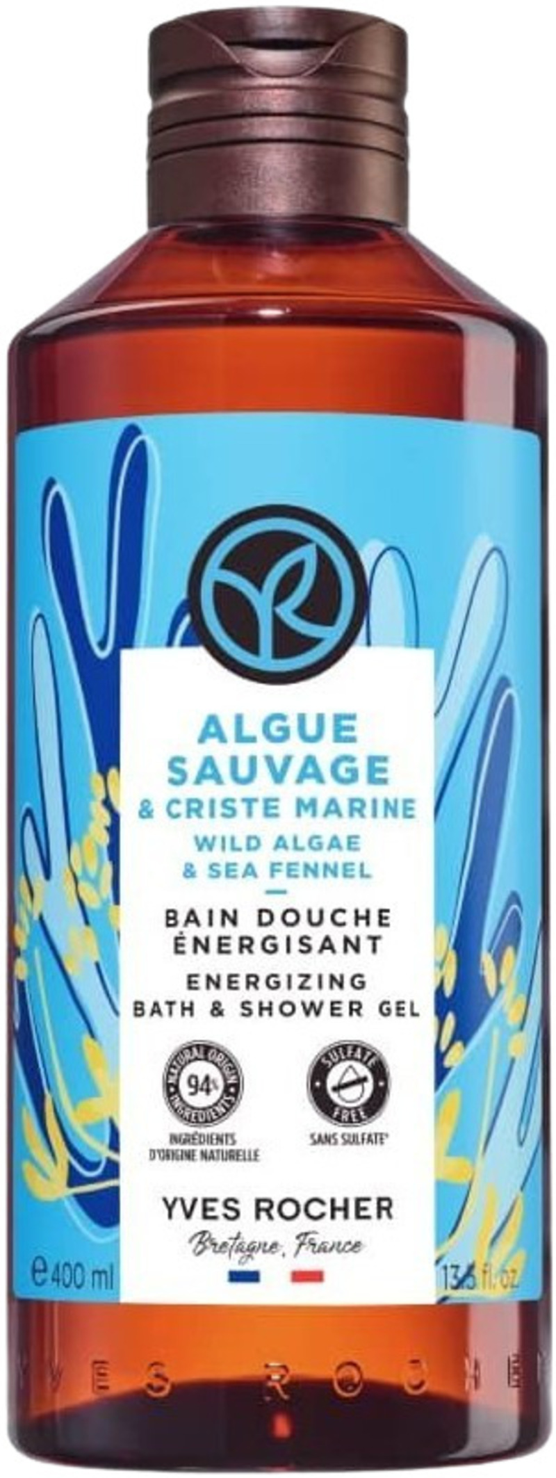 Yves Rocher Bain Nature Gel de duș  , alge sălbatice, 400 ml