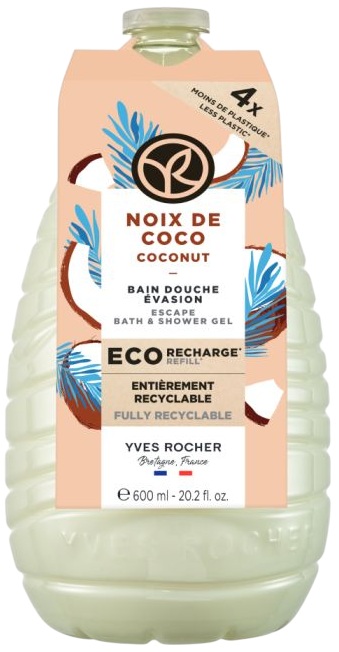 Yves Rocher Bain Nature Gel de duș, nucă de cocos, umplutură, 600 ml