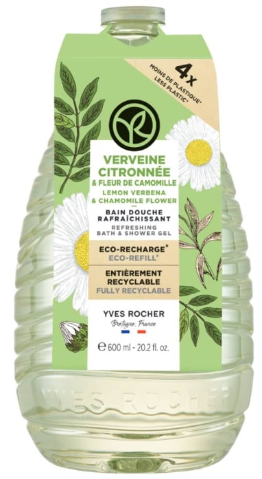 Yves Rocher Bain Nature Gel de duș  , verbenă cu lămâie și mușețel, umplutură , 600 ml