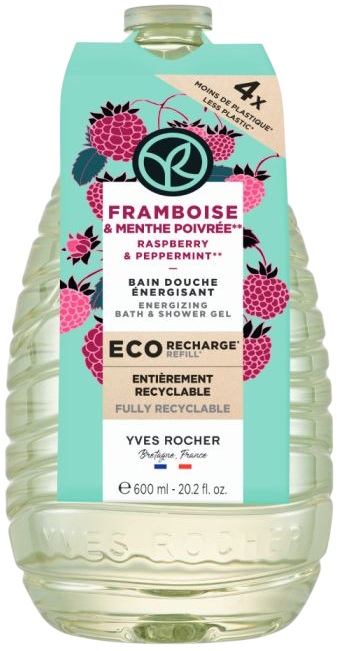 Yves Rocher Bain Nature Gel de duș ,zmeură și mentă, umplutură, 600 ml
