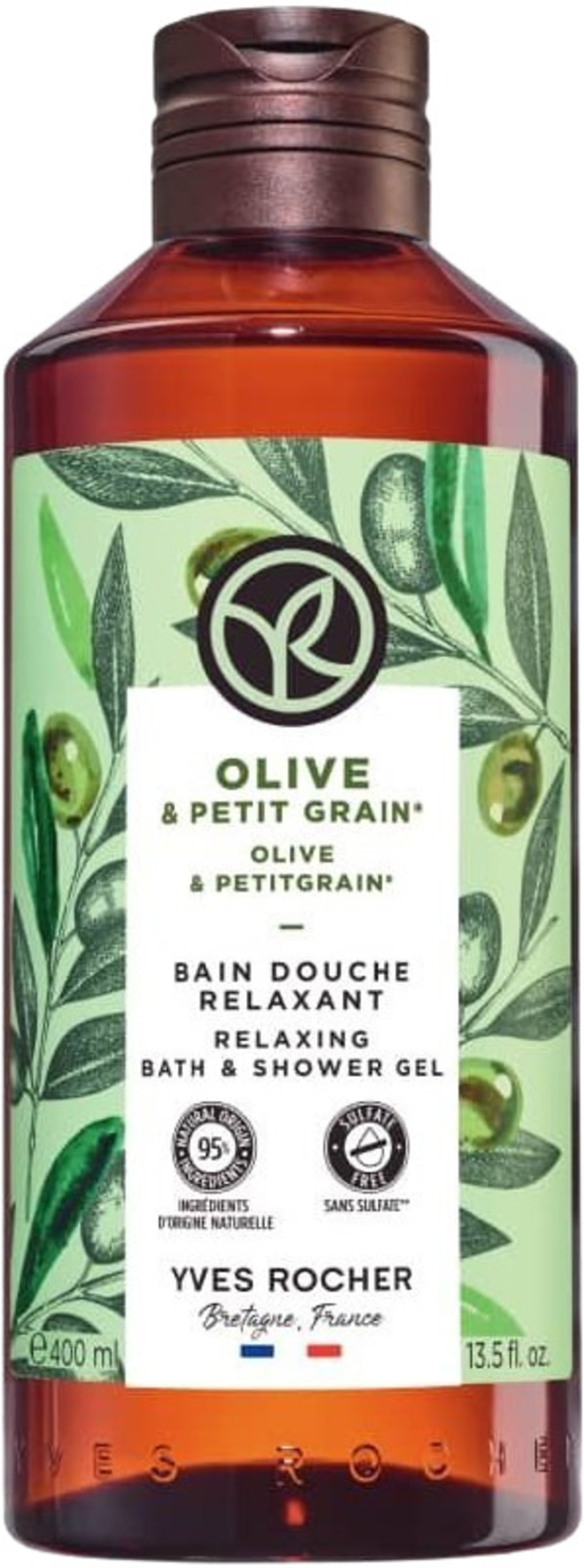 Yves Rocher Bain Nature Gel de duș  , măsline și petigrain, 400 ml