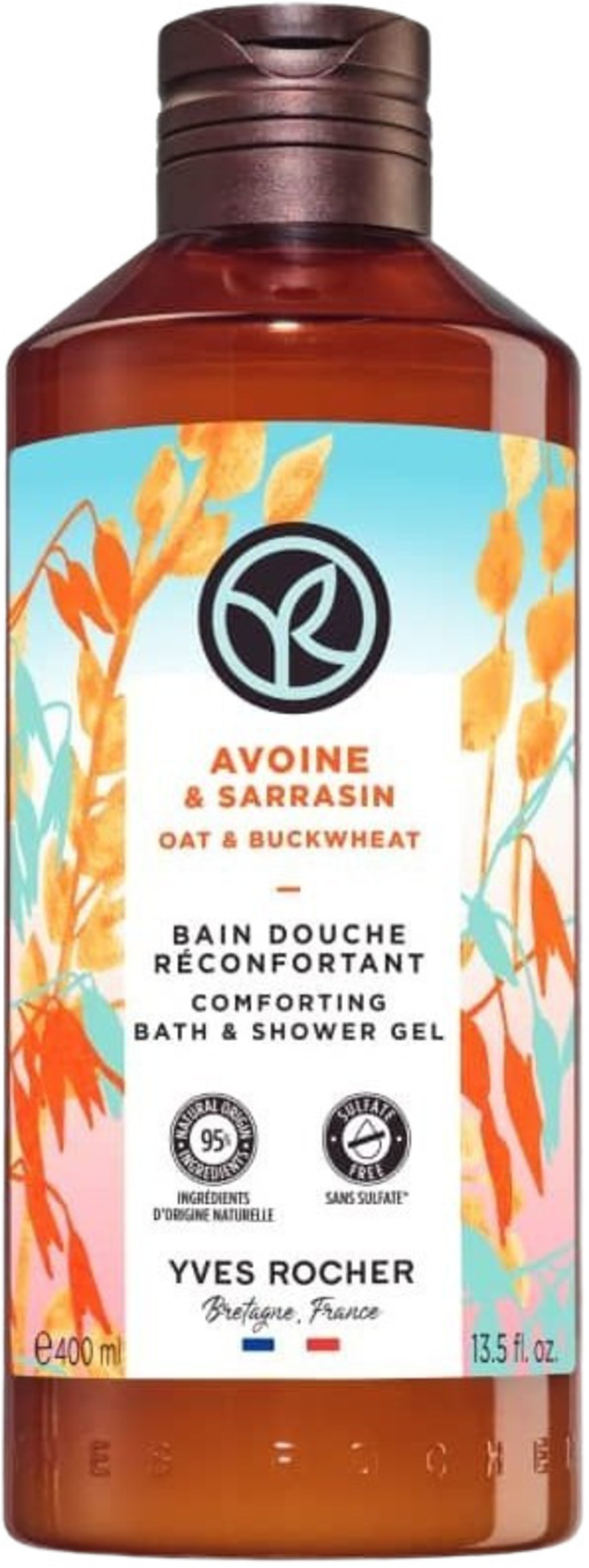 Yves Rocher Bain Nature Gel de duș  , lapte de ovăz și hrișcă, 400 ml