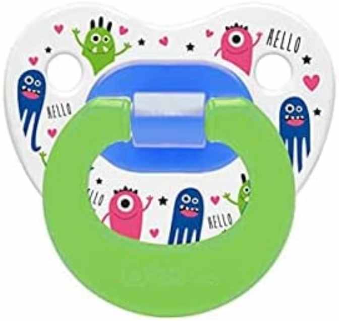 Suzetă Wee Baby - Patterned, 0-6 luni, verde cu monștri