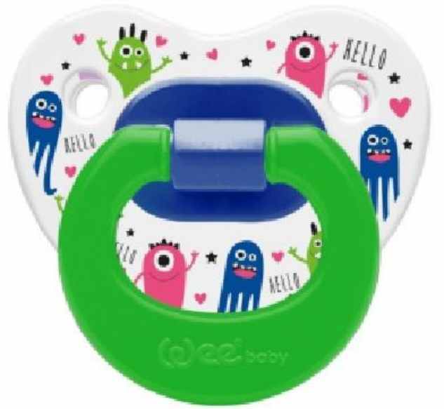 Suzetă Wee Baby - Patterned, 18+ luni, Cu monștri, verde