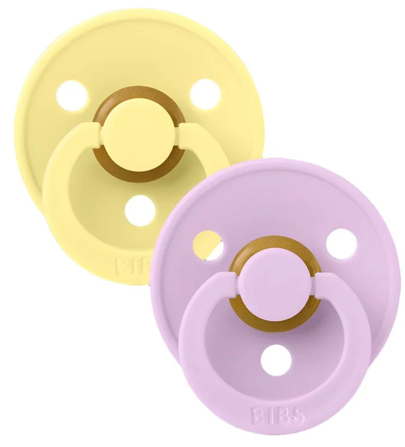 Suzete Bibs - Colour, 2 buc, 0-6 luni, galben/mov