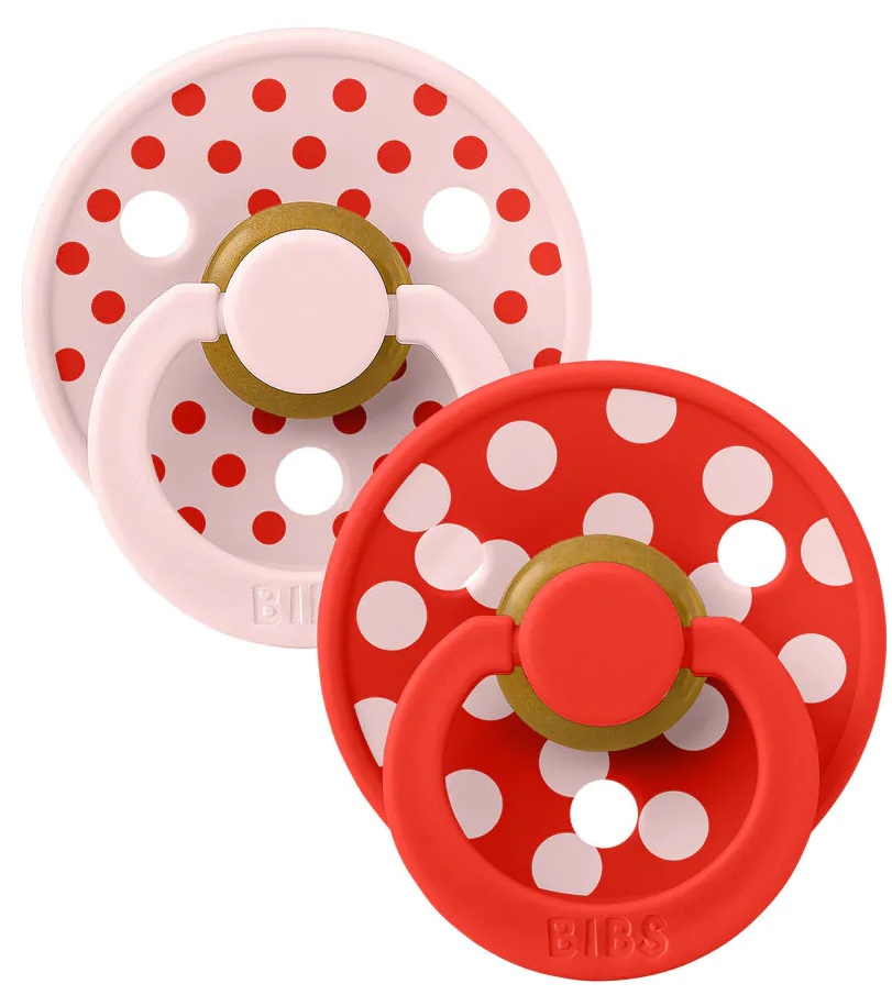 Suzete Bibs - Colour Studio Polka, 0-6 luni, 2 bucăți, Blossom/Candy Apple