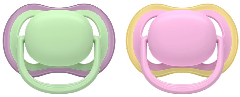 Suzete Philips Avent - Ultra Air, 6-18 luni, cu cutie, 2 buc, verde/roz