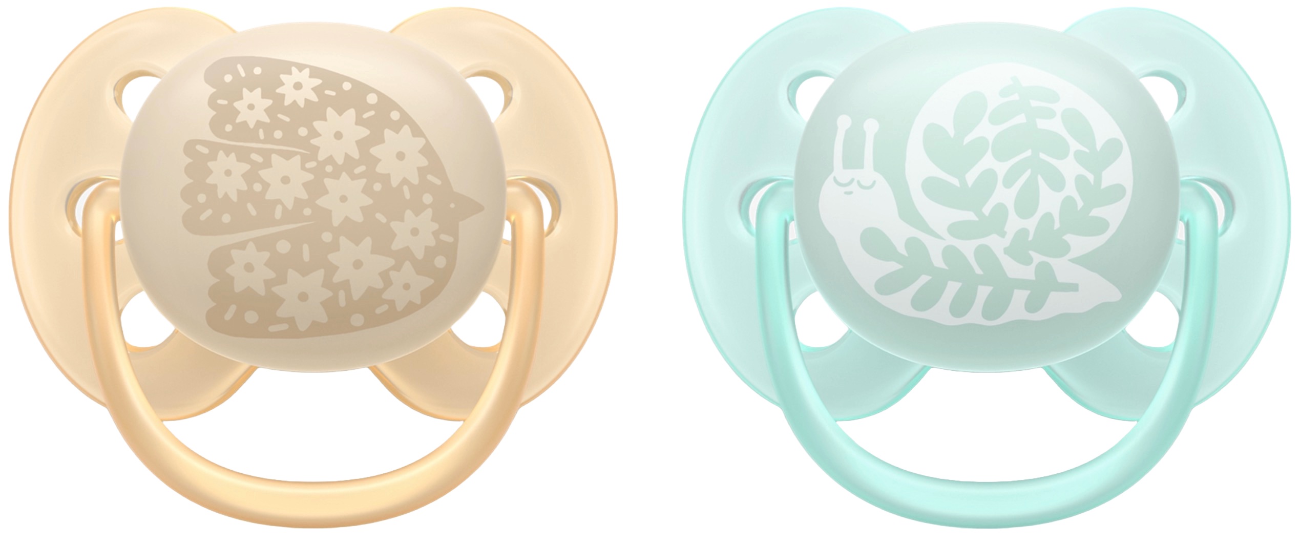 Suzete Philips Avent - Ultra Soft, 0-6 luni, 2 buc, pasăre/melc