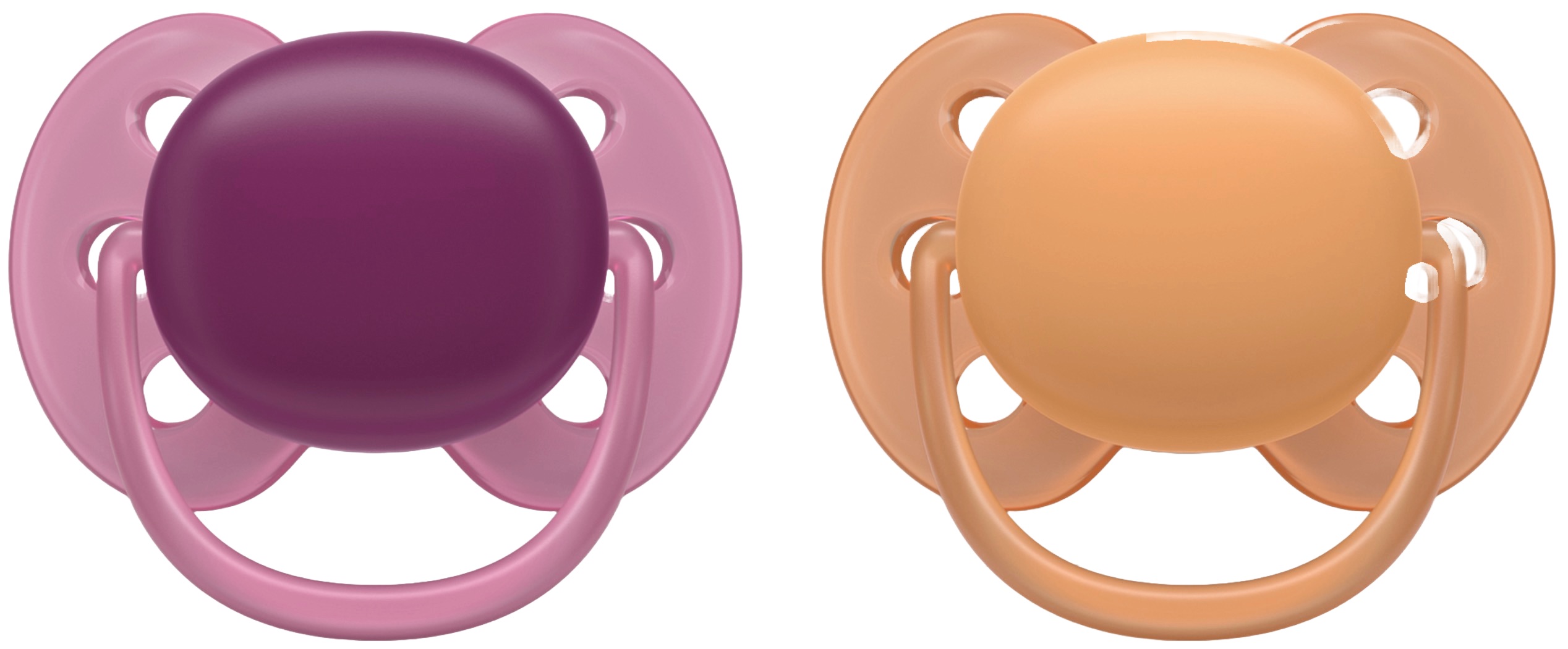 Suzete Philips Avent - Ultra Soft, 18 luni, 2 buc, violet/portocaliu