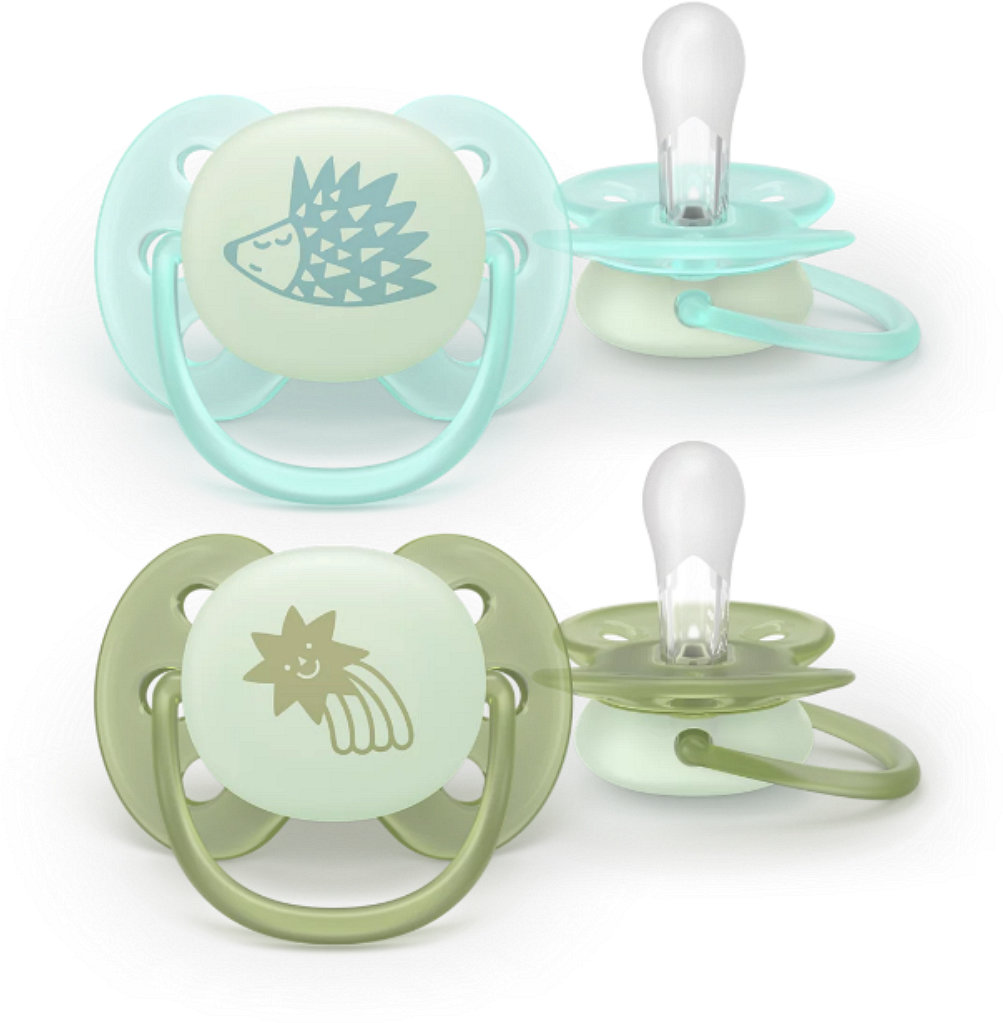 Suzete Philips Avent Ultra Soft - Night, 0-6 luni, arici/stea