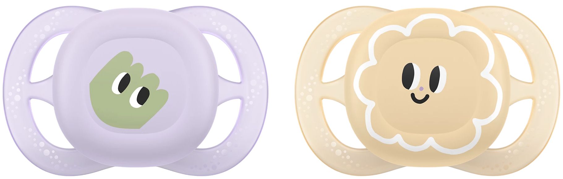 Suzete Philips Avent Ultra Start - 0-2 luni, cu cutie, 2 buc, ochi, pentru fată, new