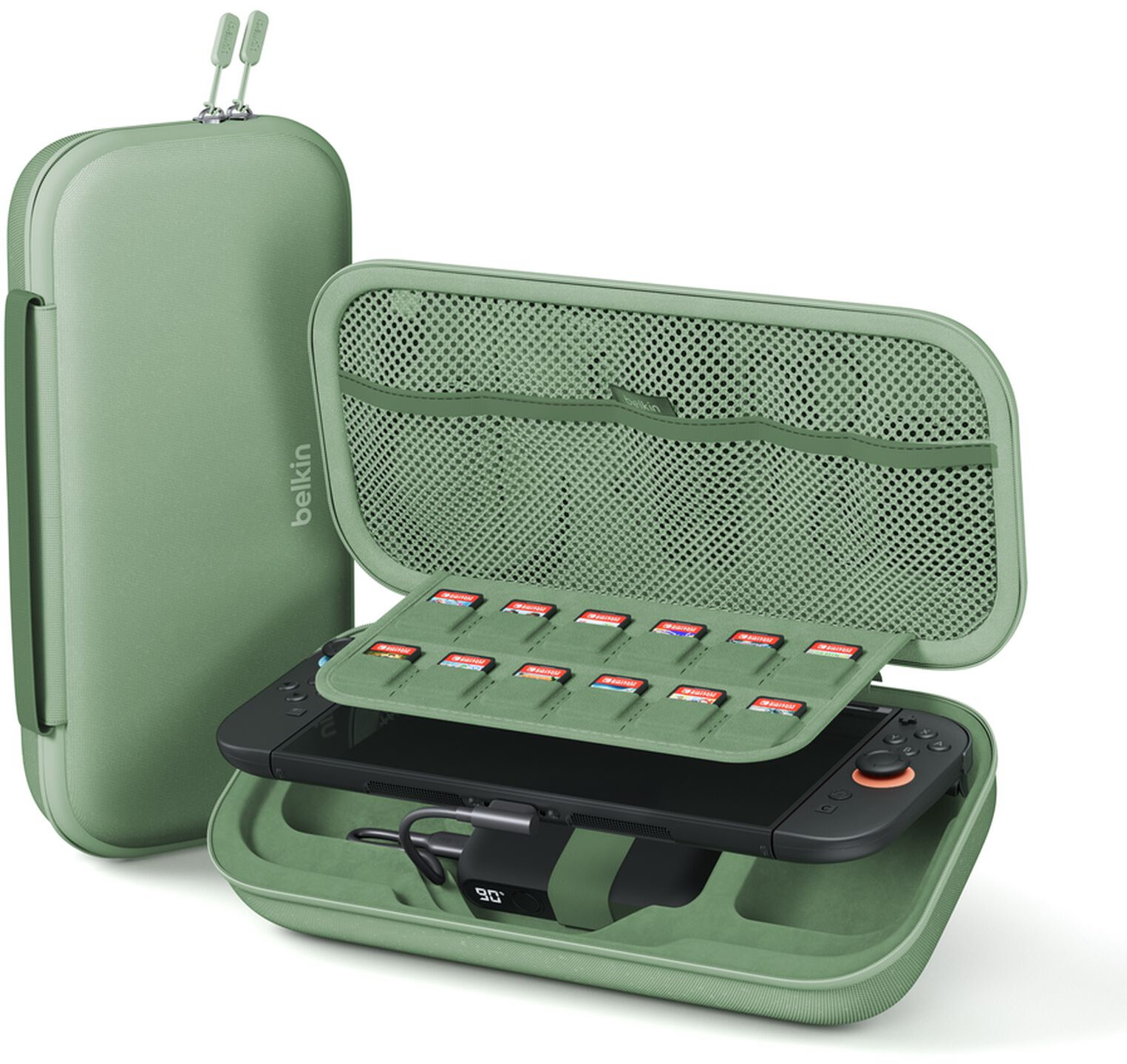Husă de încărcare Belkin - Charging Case, 10 000mAh, verde (Nintendo Switch 2)