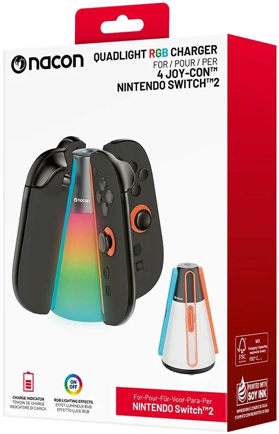 Stație de încărcare Nacon - Quadlight RGB Charger for 4 Joy-Con (Nintendo Switch 2)