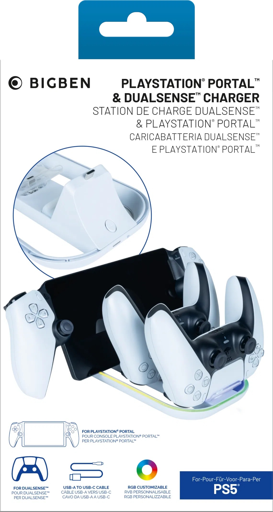 Stație de încărcare  Big Ben - PlayStation Portal &amp; DualSense Charger, alb (PS5)