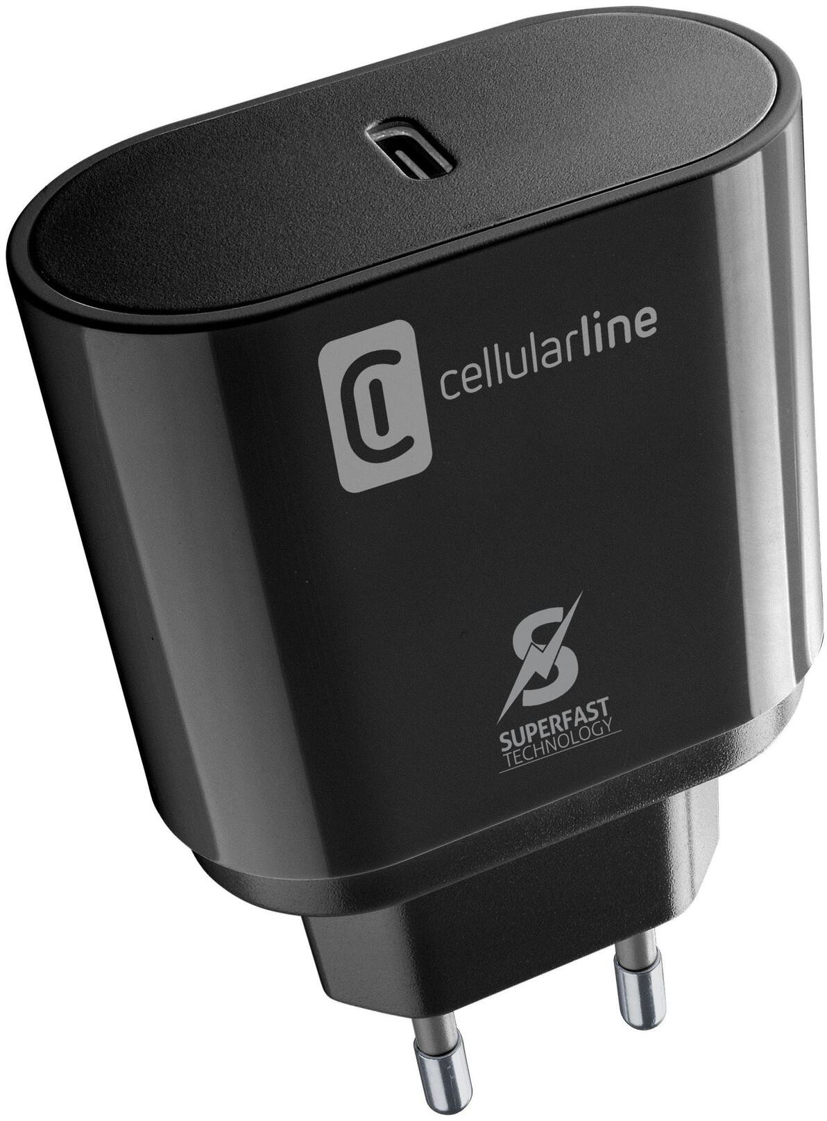 Încărcător  Cellularline - Super Fast PD, USB-C, 25W, negru
