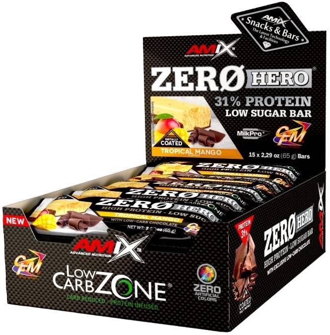 ZeroHero Protein Bar Box, mango tropical, 15 buc, Amix