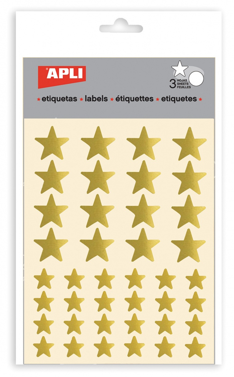 Set stickere APLI - Stele aurii, stralucitoare, 3 file