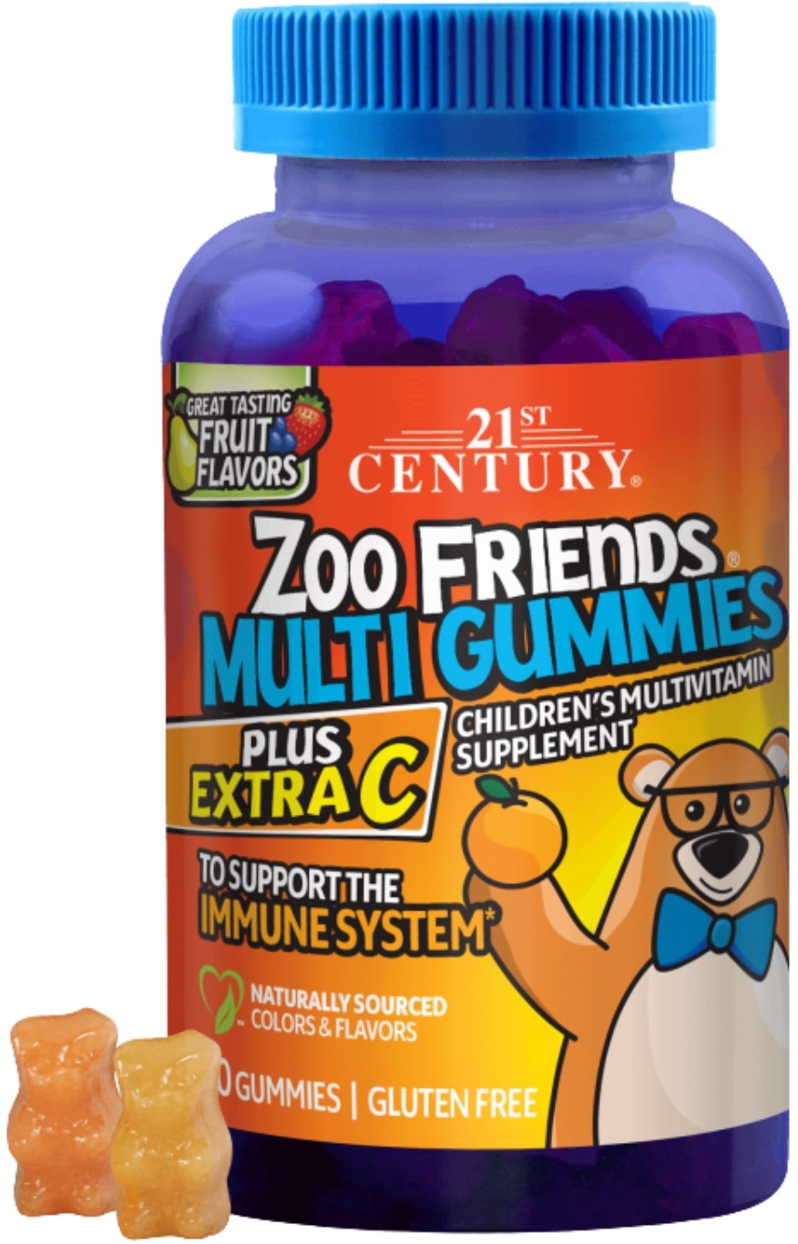 Zoo Friends Multi Gummies + Extra C, 60 drageuri cu jeleu, 21st Century